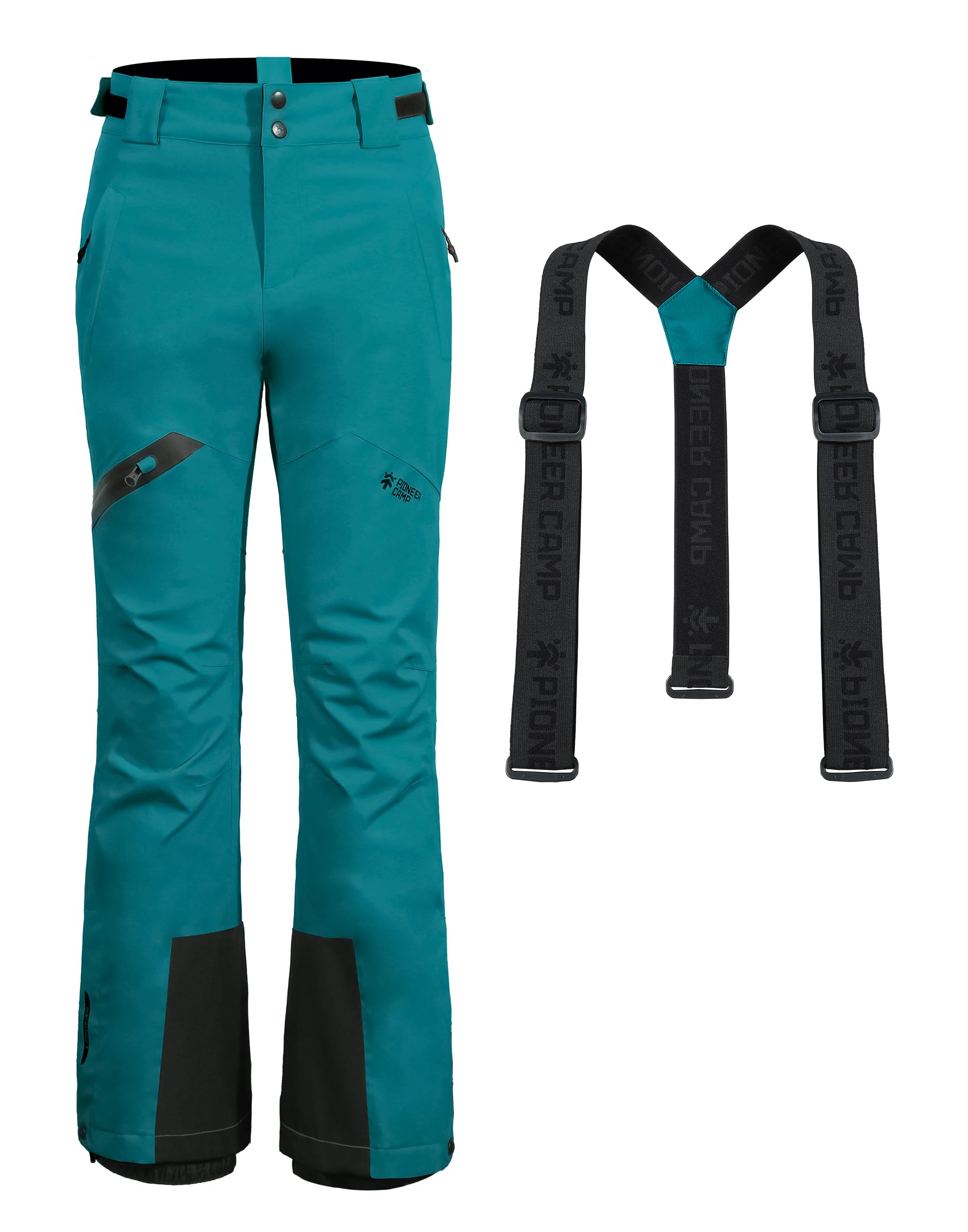 Pioneer Camp Pantaloni da Sci da Donna Cuciture Nastrate Impermeabili Ghette da Neve Integrate Ginocchio Articolato Bretelle Staccabili Regolabili Pantaloni Softshell Invernali da Esterno