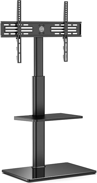 FITUEYES TV Stand for 32 to 60 inch 2 Shelves Universal TV Floor Stand with Swivel Bracket Height Adjustable Easy Assembly Black