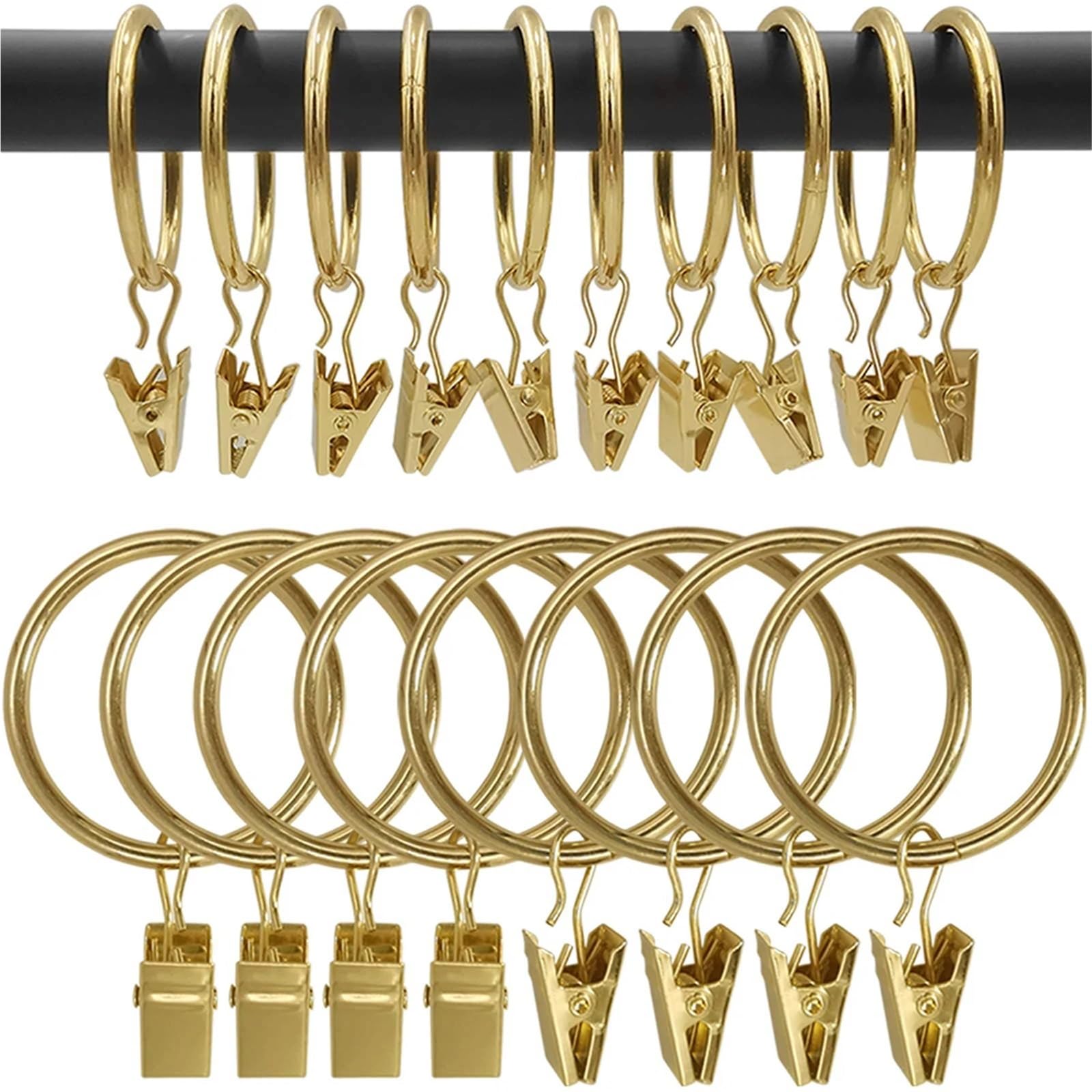 40Pcs Metal Curtain Clips with Hook Sturdy Window Home Decor Accessories For Curtain(Golden)