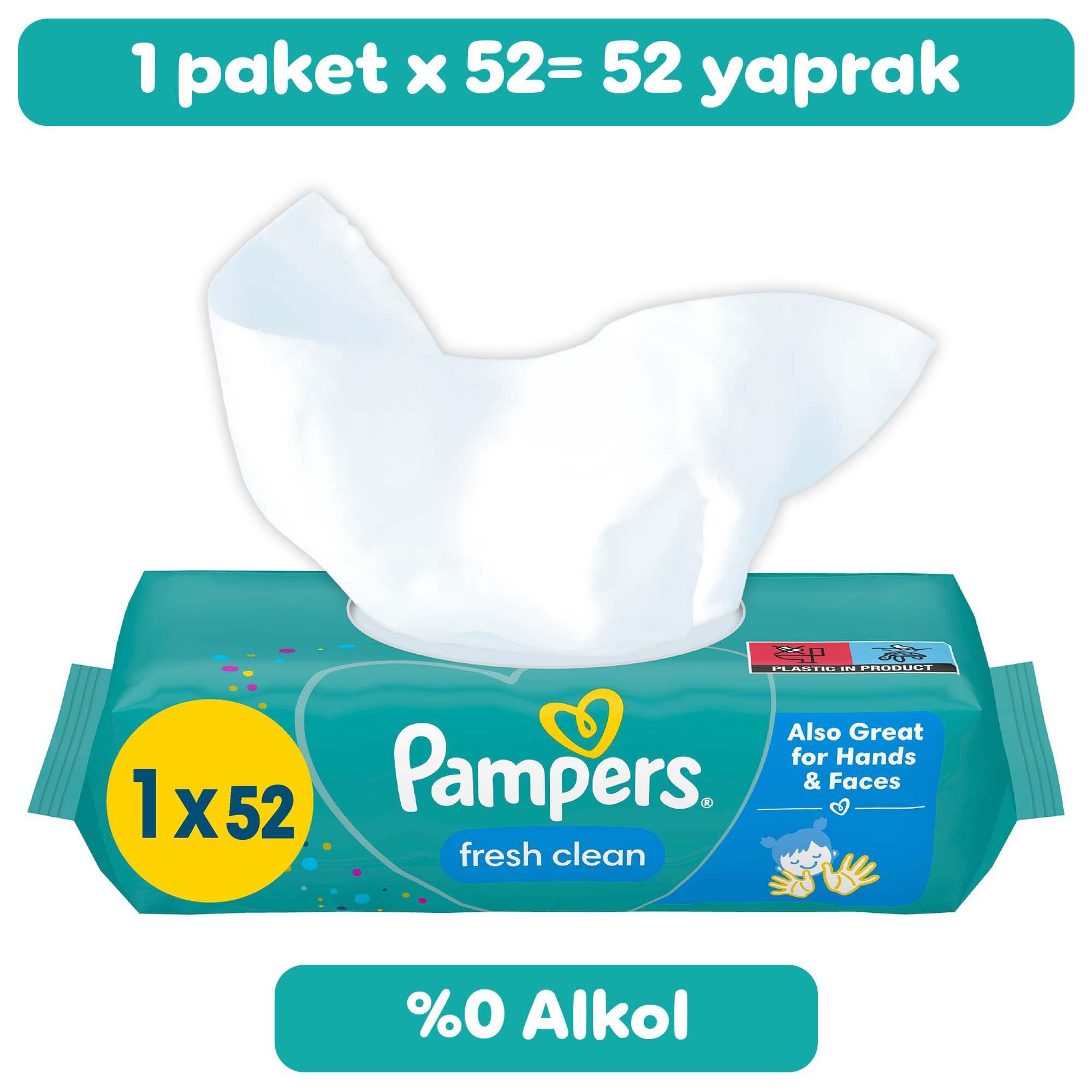 Pampers Fresh & Clean Islak Bebek Mendili, 1 paket, 52 Islak Mendil