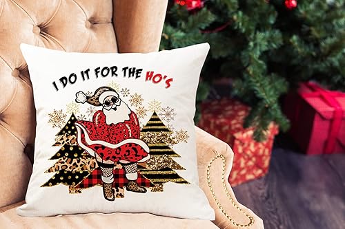 Miniatura 2 de Funny Santa I Do It For The Ho's - Funda de almohada roja de Papá Noel, decoración del hogar, decoración de Halloween, funda de almohada decorativa