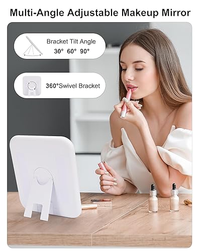 Vista 93 de Relavel Bolsa de maquillaje de viaje con espejo LED, estuche de tren de cosméticos con espejo iluminado, bolsa organizadora portátil para 01-Negro