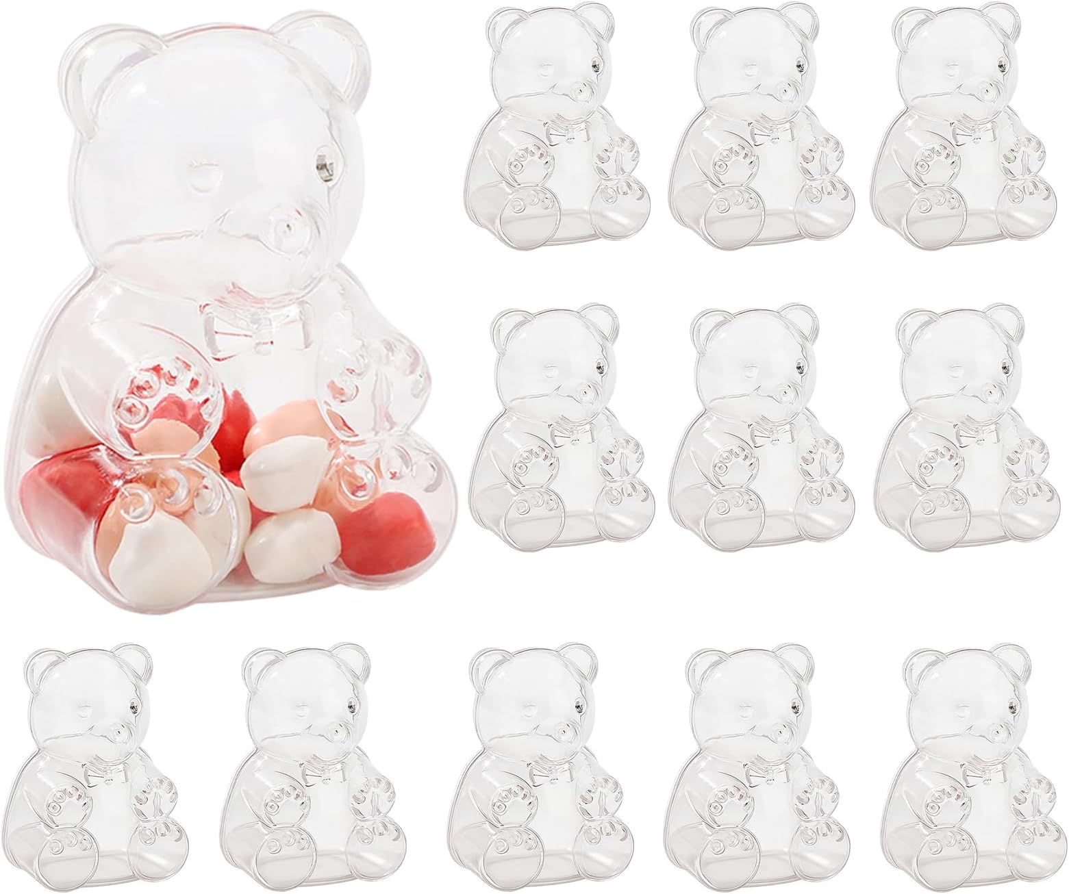 Bear Cookie Jar, Cute Refillable Container | Reusable Clear Cookie Jar | for Snack Candy Treat Chocolate Party Wedding Birthday Valentine's Day
