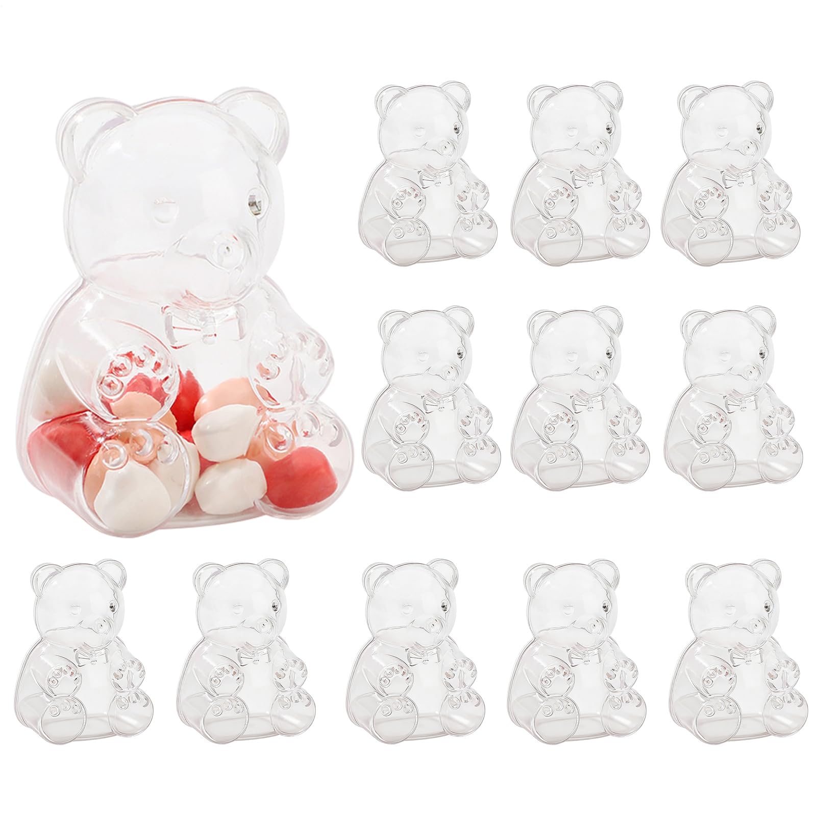 Bear Cookie Jar, Cute Refillable Container | Reusable Clear Cookie Jar | for Snack Candy Treat Chocolate Party Wedding Birthday Valentine's Day
