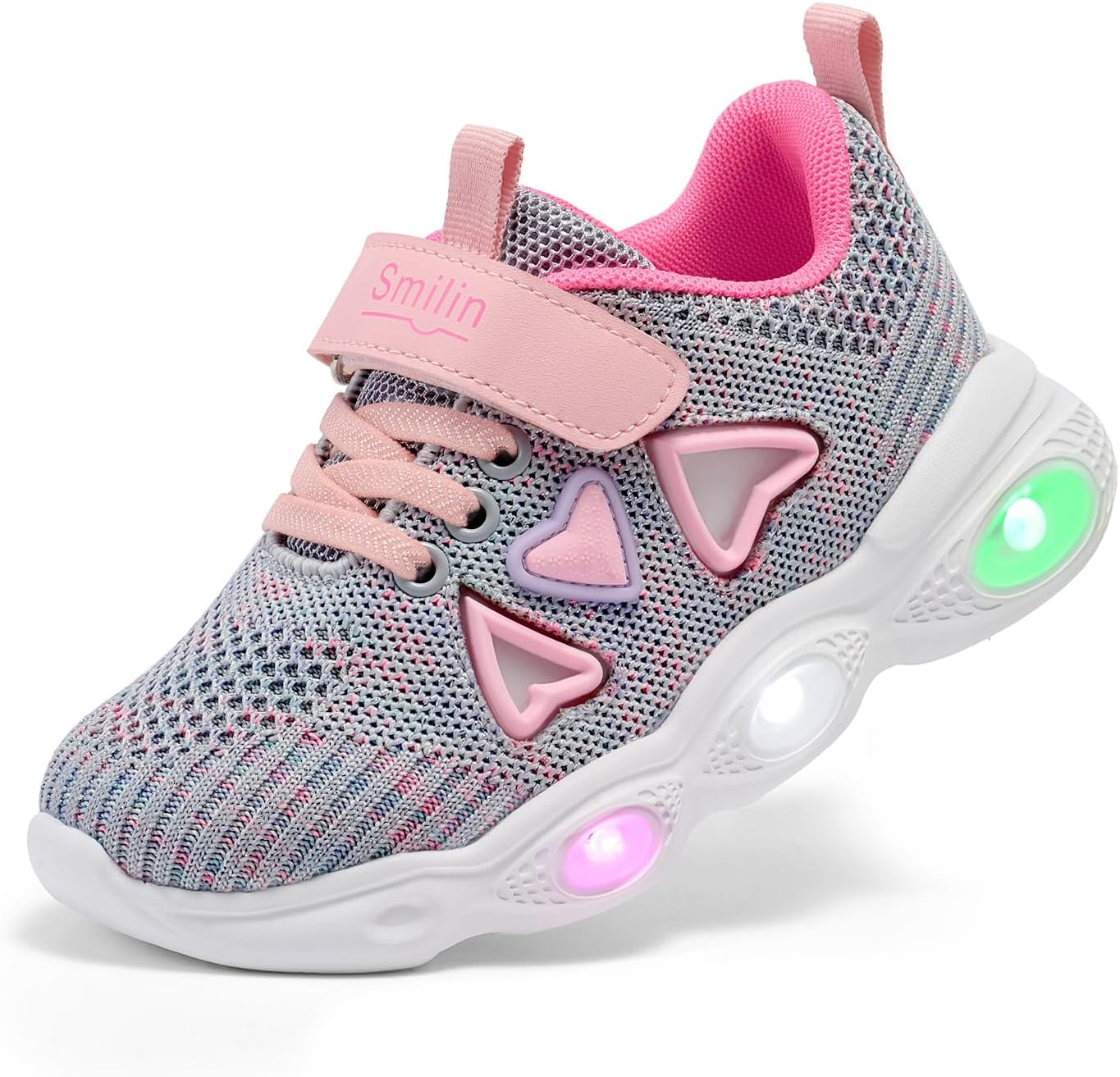 SMILIN Toddler Girls Light Up Tennis Shoes, Breathable Lightweight Flashing Sneakers, Adorable Glowing Running Walking Gym Shoes for Toddler Little Kid
