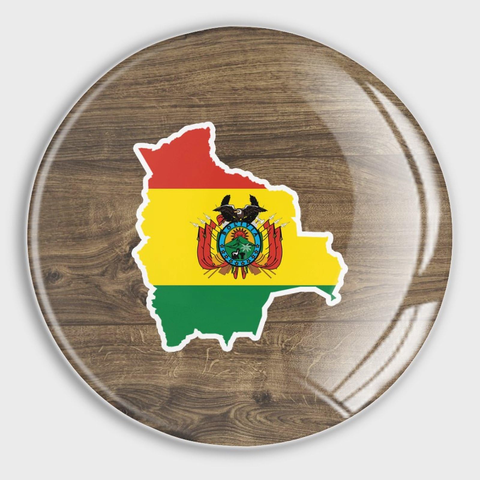 Aimants amusants en verre motif drapeau Bolivie pour frigo et porte