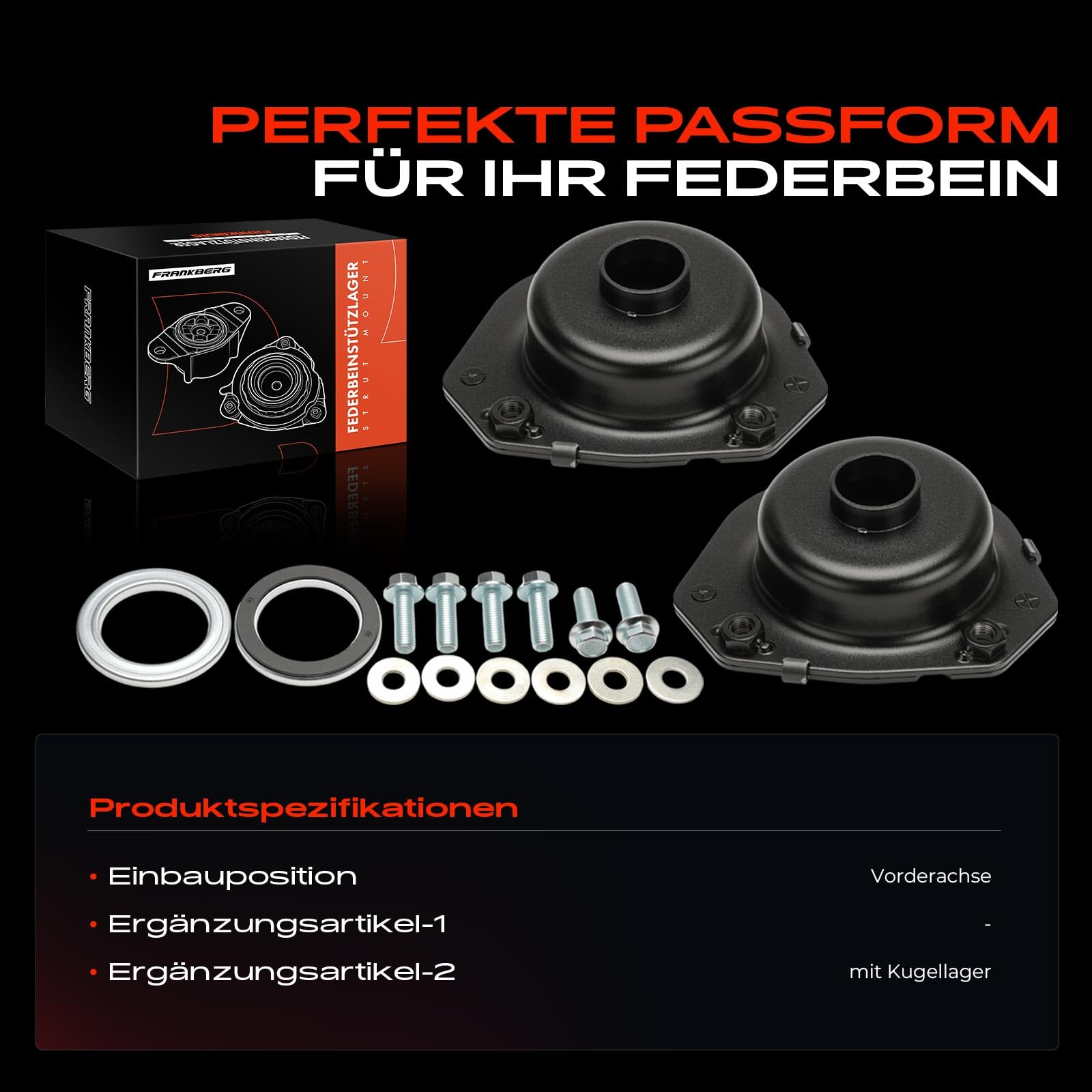 Frankberg 2 roulements de fixation d'amortisseur avant 1307241080 | Compatible avec: Boxer Bus 230P, Ducato plateau/châssis 230, Bus Ducato 230, Boxer Box 230L, Ducato Van 230, Jumper Bus 230P