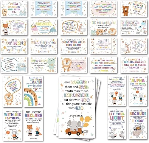 60 mini tarjetas de oración con versículos bíblicos surtidos para estudios bíblicos infantiles, tarjetas de aliento para niños, regalos cristianos