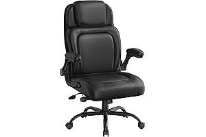 Yaheetech Ergonomic Office Desk Chair with Flip-up Armrests, Adjustable Lumbar Support
