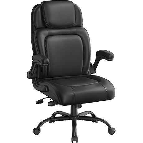 Yaheetech Ergonomic Office Desk Chair with Flip-up Armrests, Adjustable Lumbar Support