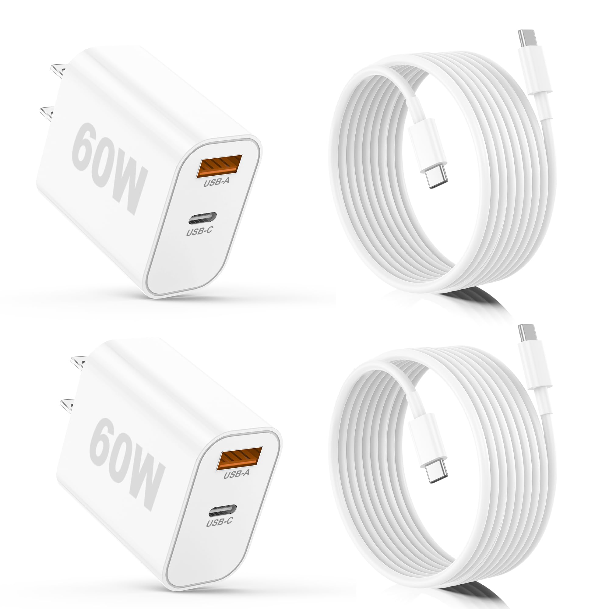 for iPhone 17 16 15 Pro Pro Max Charger Dual Port USB-C Wall Charger with PD 40W QC
