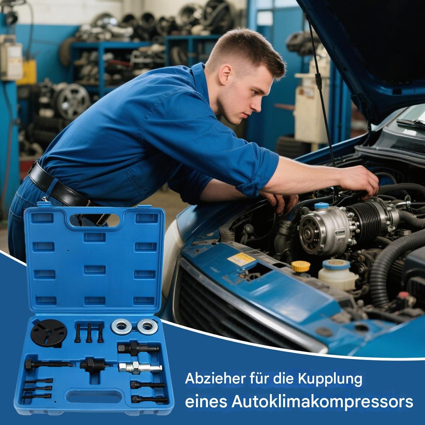 Extracteur d'Embrayage de Compresseur AC Extracteur de Roulement Renforcé | Kit De Maintenance Précis Anti-Dérapant Pour Mécaniciens Particuliers