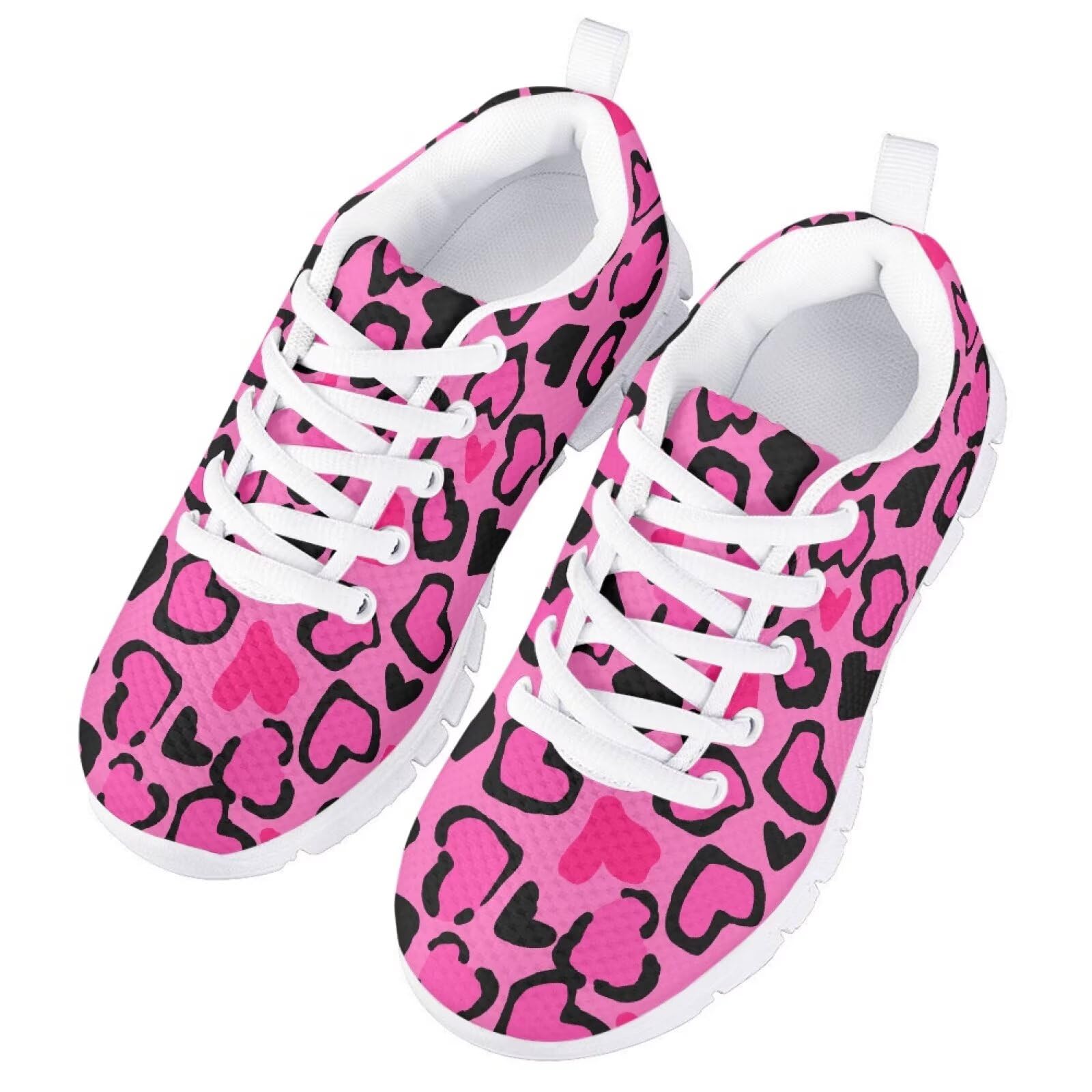 ORGYPET Toddler Tennis Shoes Girl, Pink Heart Print Running Shoes Lightweight Casual Summer Sneakers Soft Cozy Breathable Sneaker for School Yoga