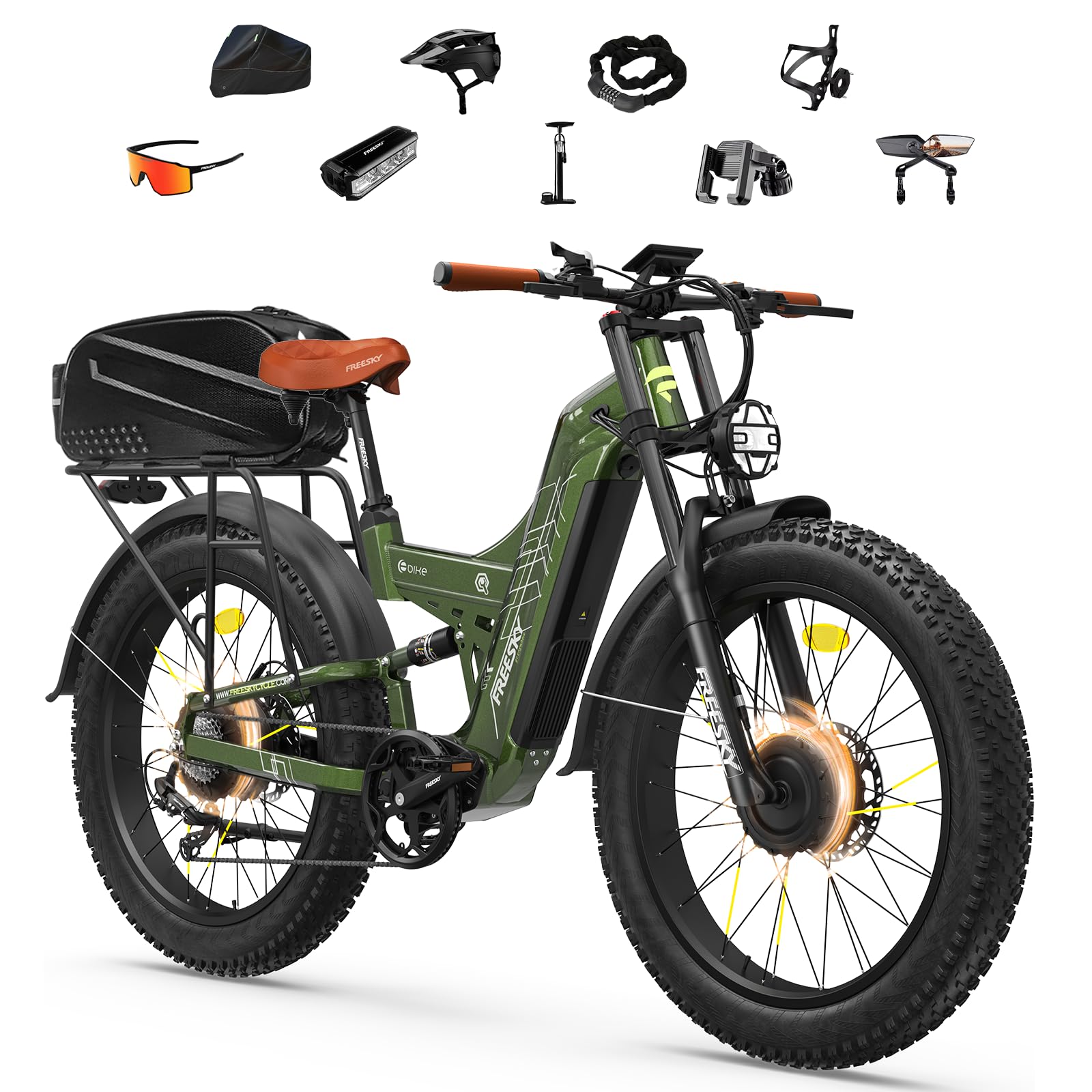 FREESKY Dual Motor 45MPH 120Mile 260NM LG Cells Electric Bike for Adults
