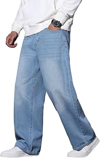 Men's Baggy Jeans Loose Fit Wide Leg Denim Pants Hip Hop Y2K Skater Streetwear Trousers