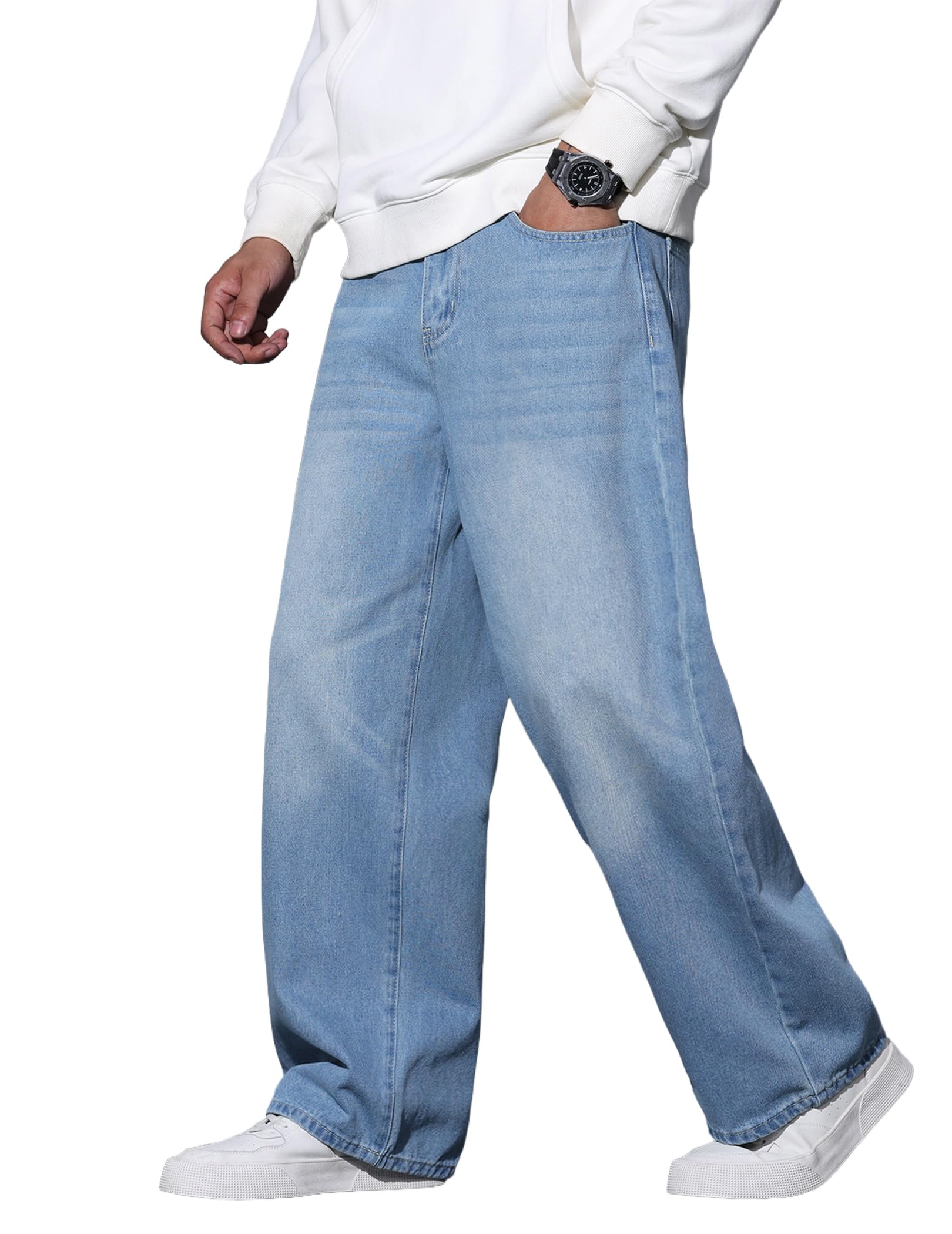 Men's Baggy Jeans Y2K Vintage Wide Leg Denim Pants Trousers