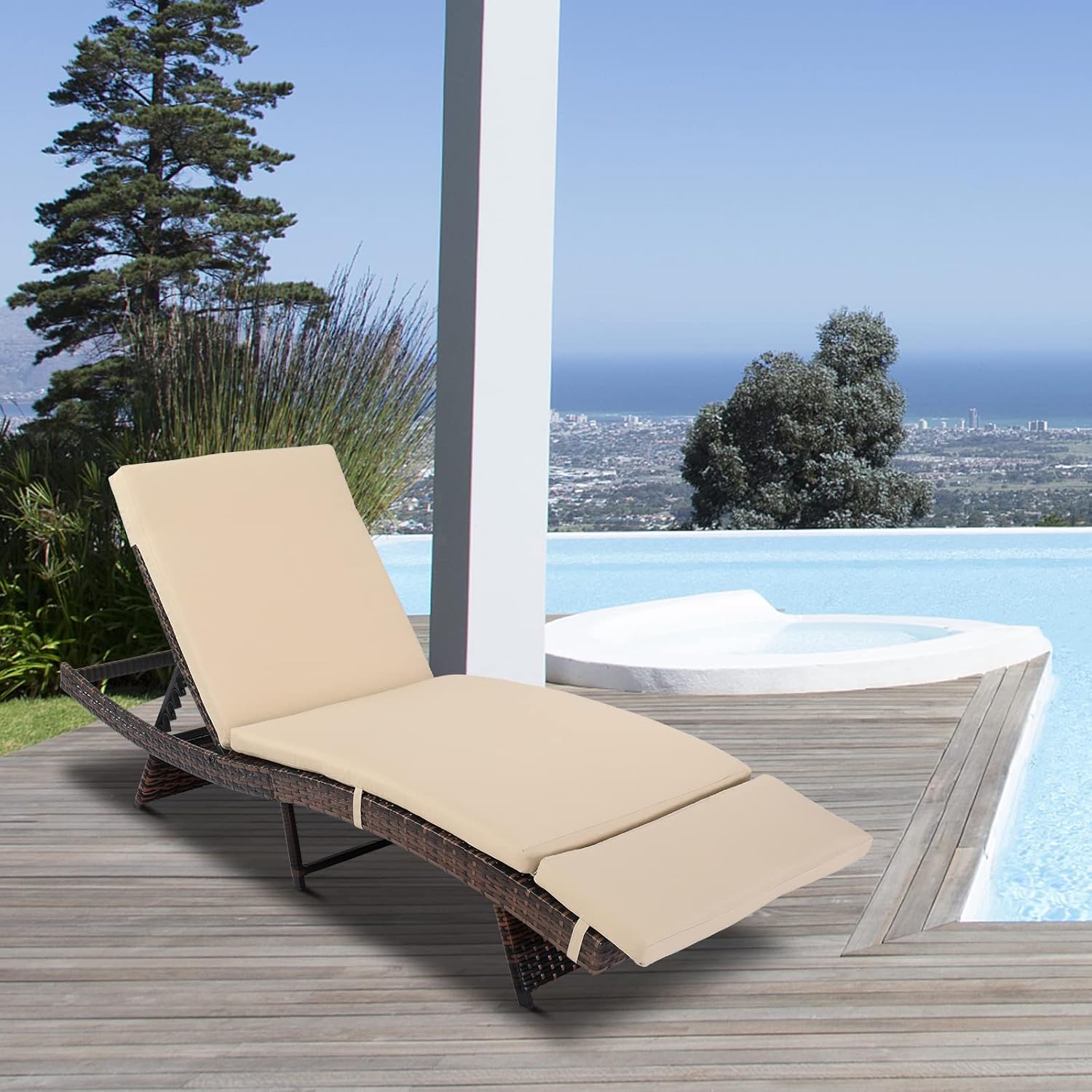 Chaise Lounge Chairs for Outside, Adjustable 6 Position
