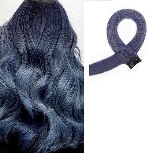 Snoblass Extensiones de cabello liso colorido de 21 pulgadas, extensiones de cabello liso colorido con clip para mujer, fiesta, Navidad, fiesta de