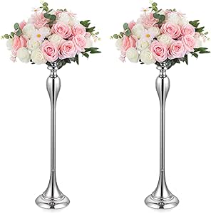 NUPTIO Hochzeit Tafelaufsätze 2 Stück - 80cm Goldvasen Mit Acrylplatte