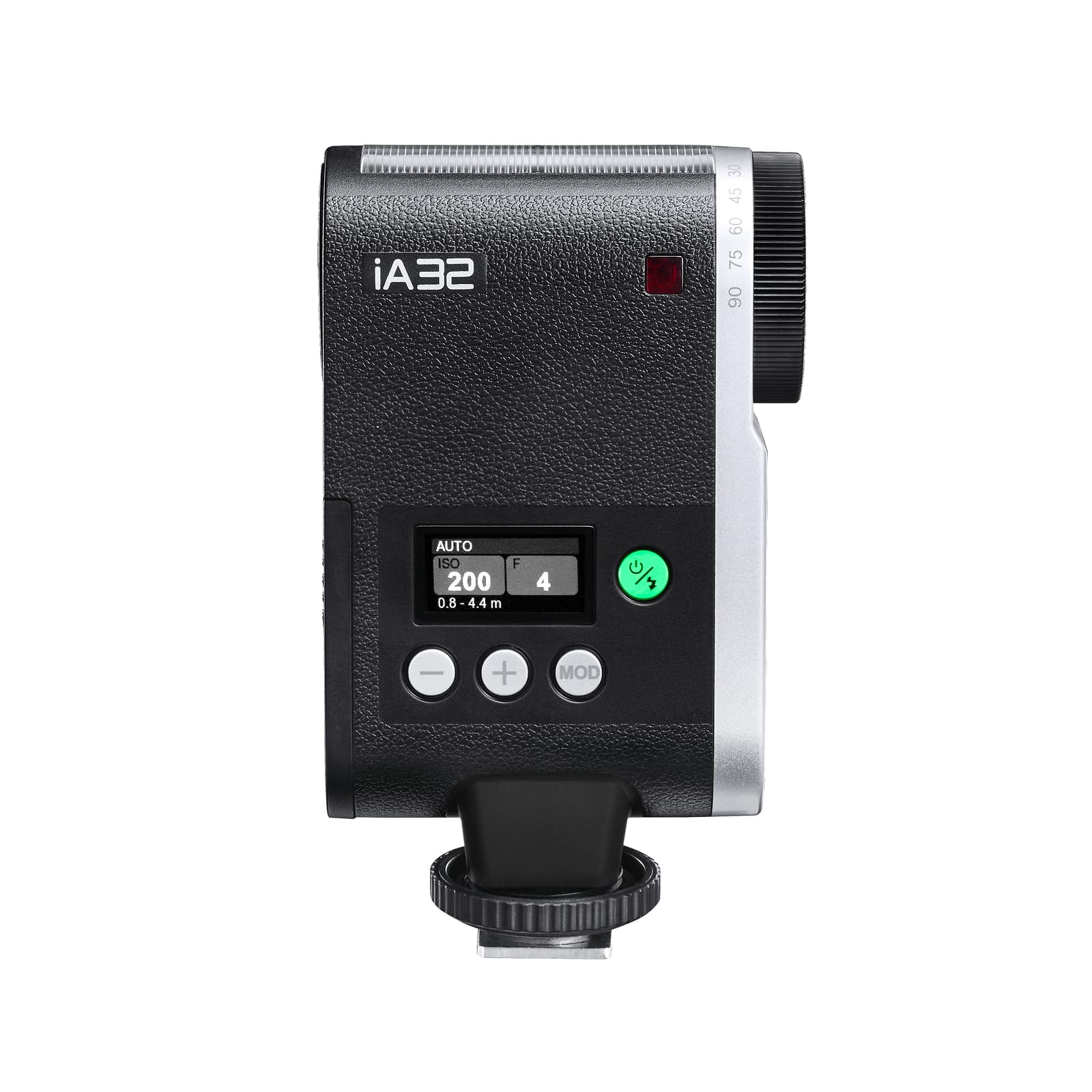 Godox IA32 Mini Flash Speedlite GN15 Output 490 Full-Power Flashes -7°~90° Adjustment, 8 Power Levels Auto/Manual Modes, 2×AA Battery - Powered Compatible with Canon/Nikon/Sony/Fujifilm/Olympus Camera