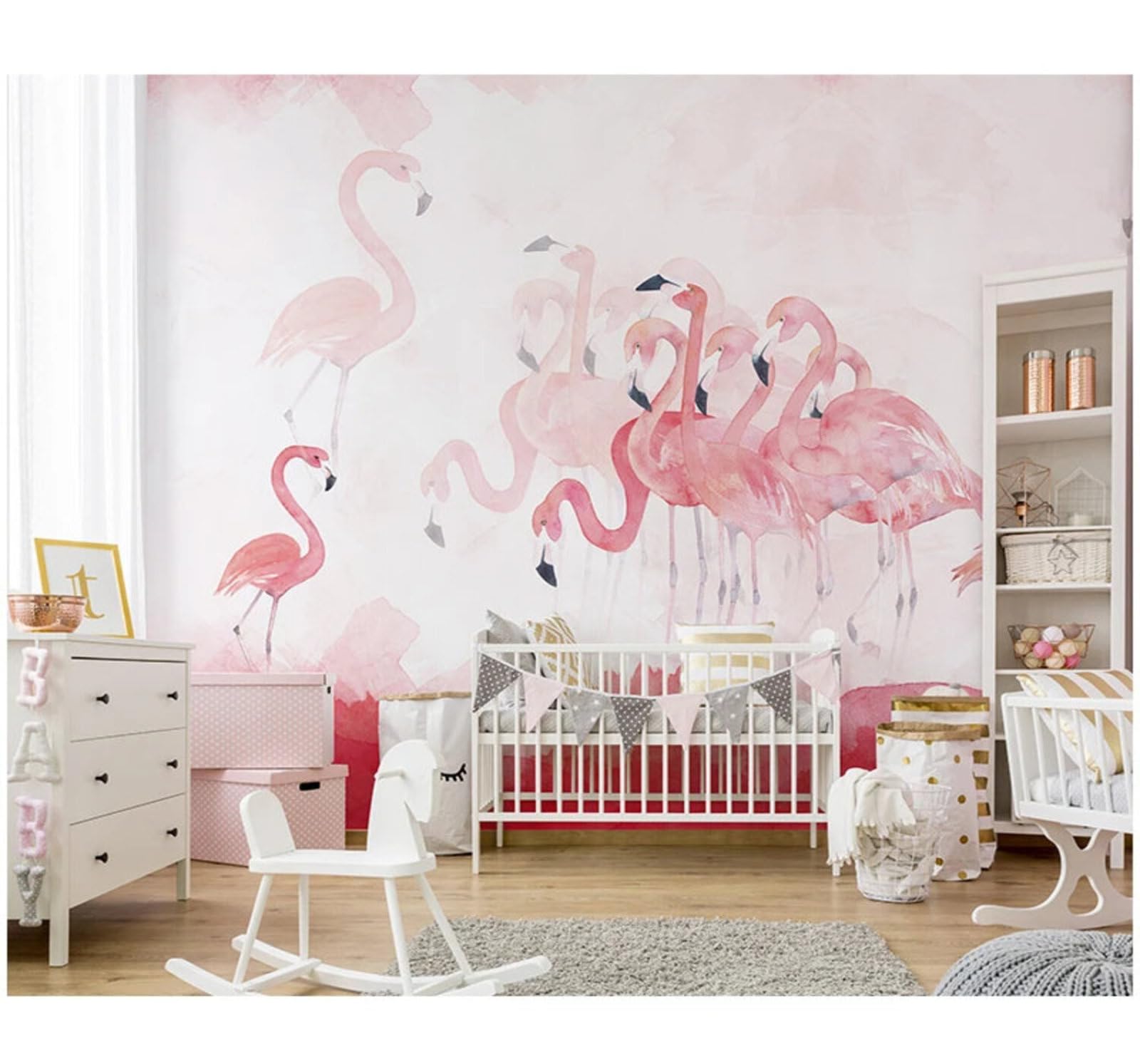 Tzxztt Warm Beautiful Three Dimensional Pink Flamingo Modern 3D Wallpaper Premium Textured Silk Neutral Tones Material Ideal for Living Room Bedroom-300cm×210cm