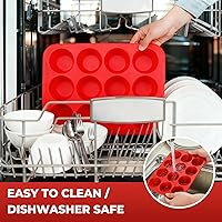 Vista 7 de Silicone Muffin Pan for Baking: 12 Cup Muffin Pan with Metal Reinforced Frame, Regular Size Cupcake Egg Bites Molds for Baking, BPA Free Silicone