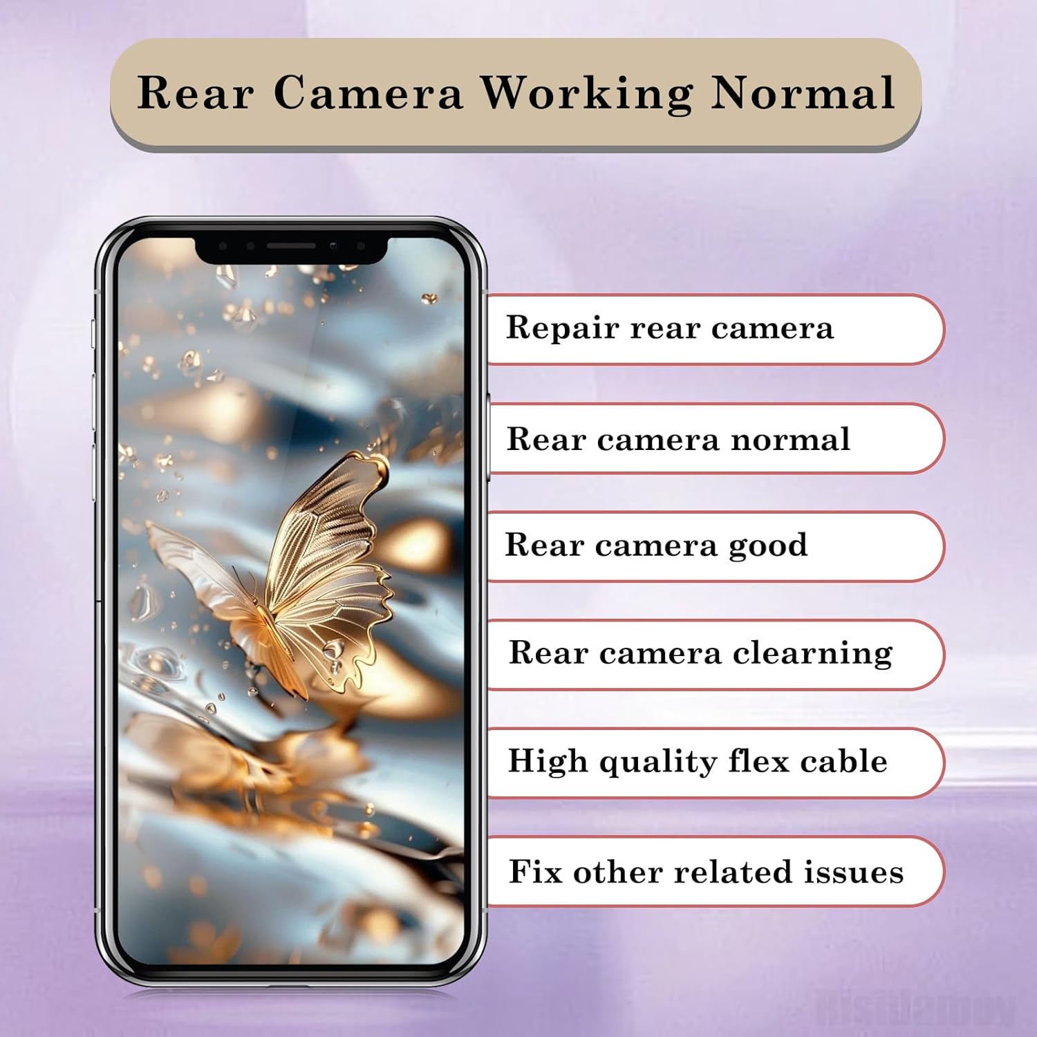 for iPhone Xs/Xs Max OEM Main Back Rear 12MP Camera Replacement Dual Optical Image Stabilization Smart HDR for Photos Metal Case Flex Cable Connector Repair A1921 A2101 A2102 A2103 A2104