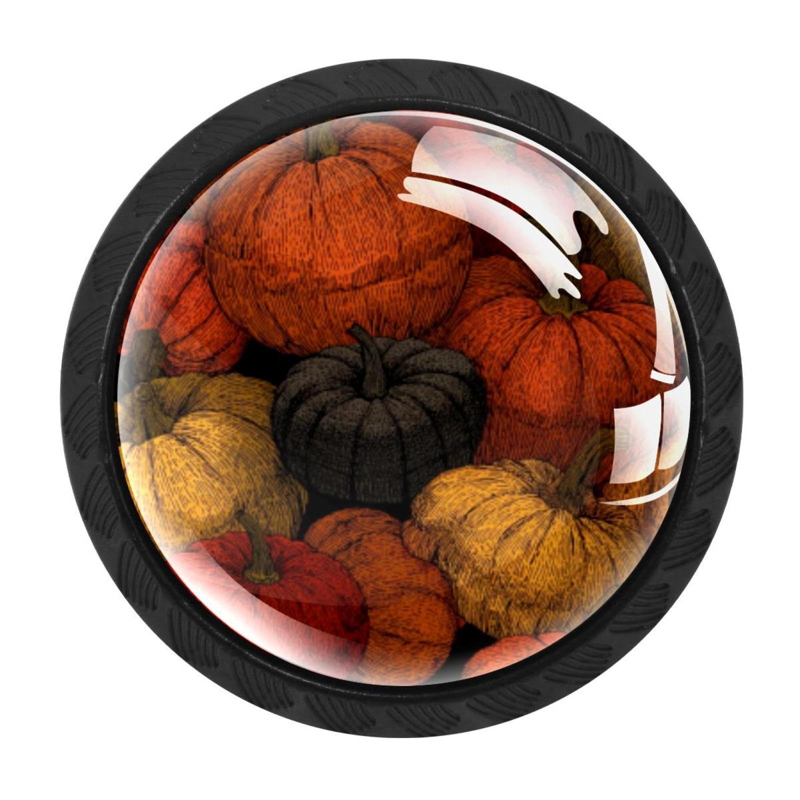 CHENZZZZ 4 Pack Halloween Pumpkin (4) Kitchen Cabinet Knobs Drawer Knobs Dresser Knobs Matte Black Zinc Knobs Drawer Pulls Door Knobs Dresser Drawer Handles Knobs for Dresser Drawers