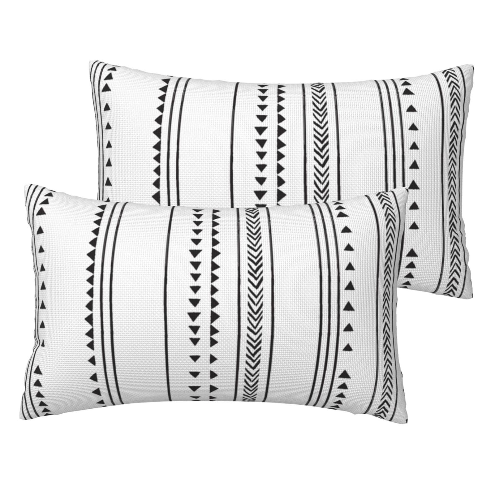 Housse de coussin imitation lin à rayures triangulaires pour déco chambre et salon