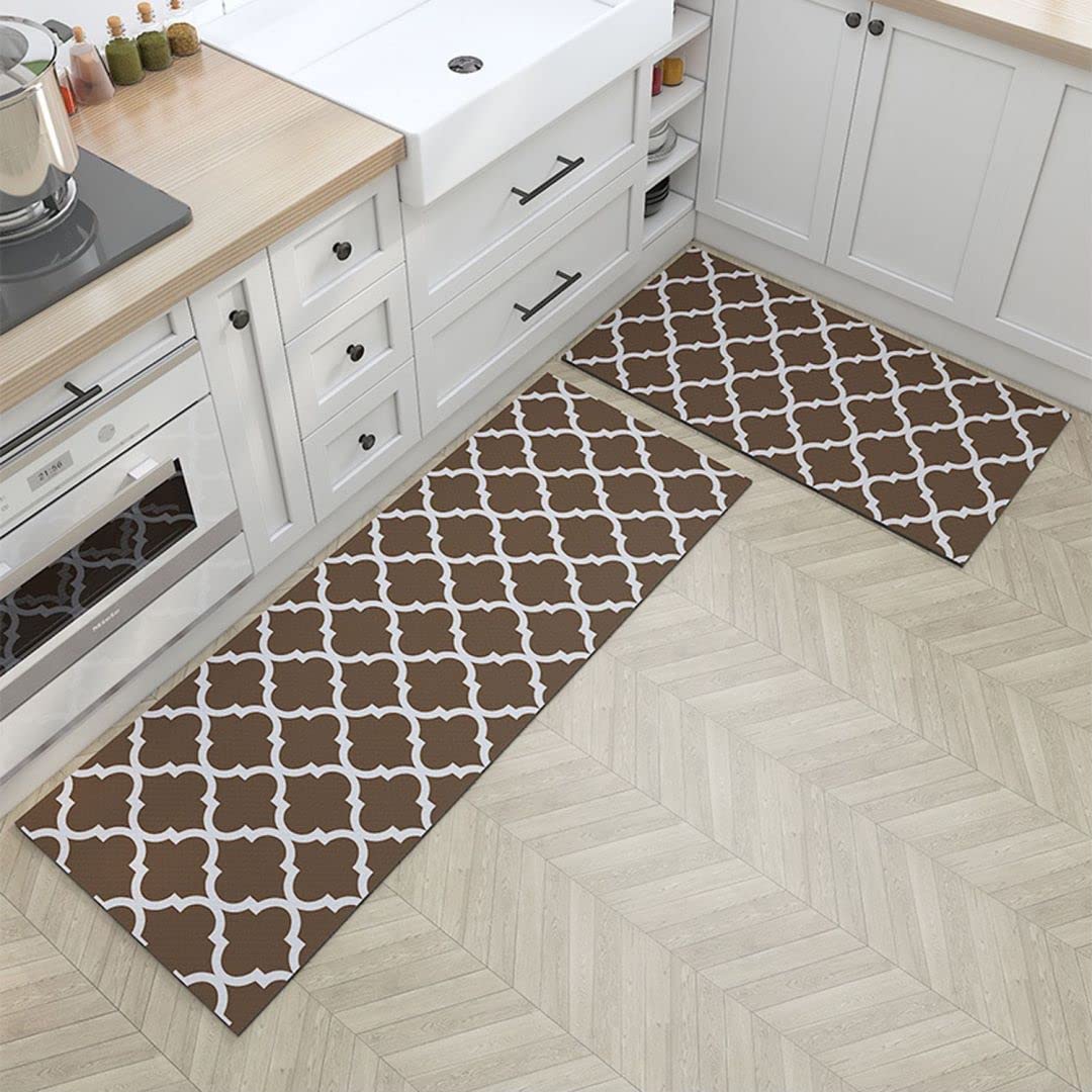 Alfombra de cocina lavable y antideslizante: pack de 2 alfombras de PVC de 44x150 y 44x80 cm