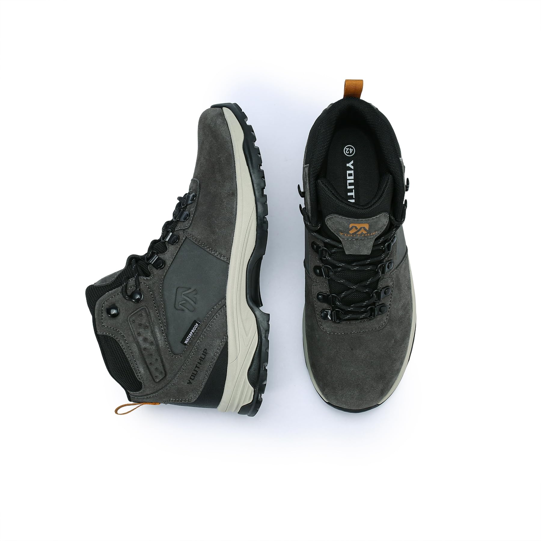 YOUTHUP Chaussures randonnée homme montantes imperméables trail outdoor | Tige hydrofuge doublure respirante semelle amortissante crampons profonds stabilité renforcée pour trekking camping et marche
