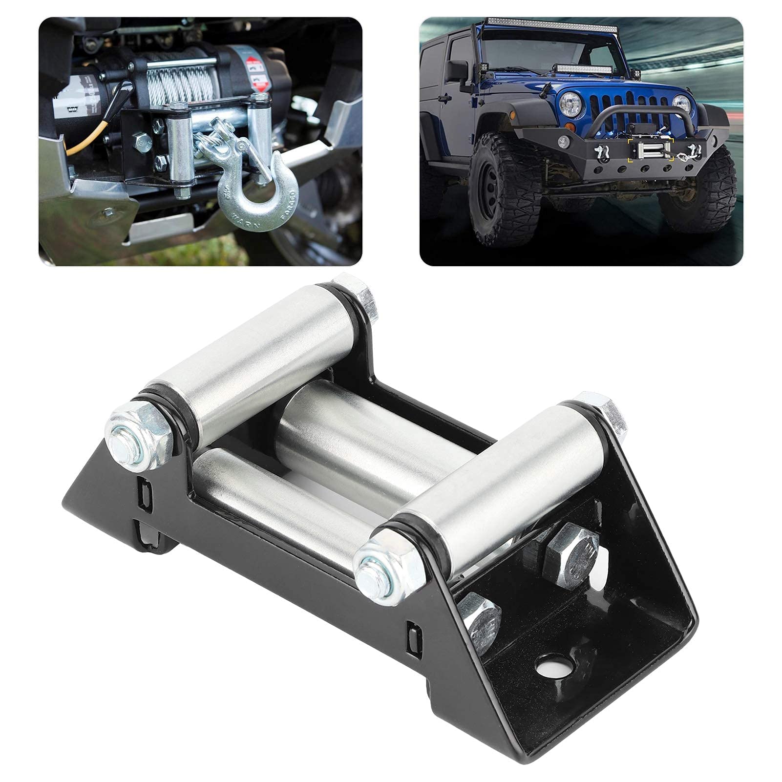 Yctze Winch Roller Fairlead, 160x70x60mm Side by Side Winch Cable Roller Fairlead Heavy Duty Towing Winch Fairleads Universal for 125mm/5in Hole Diatance