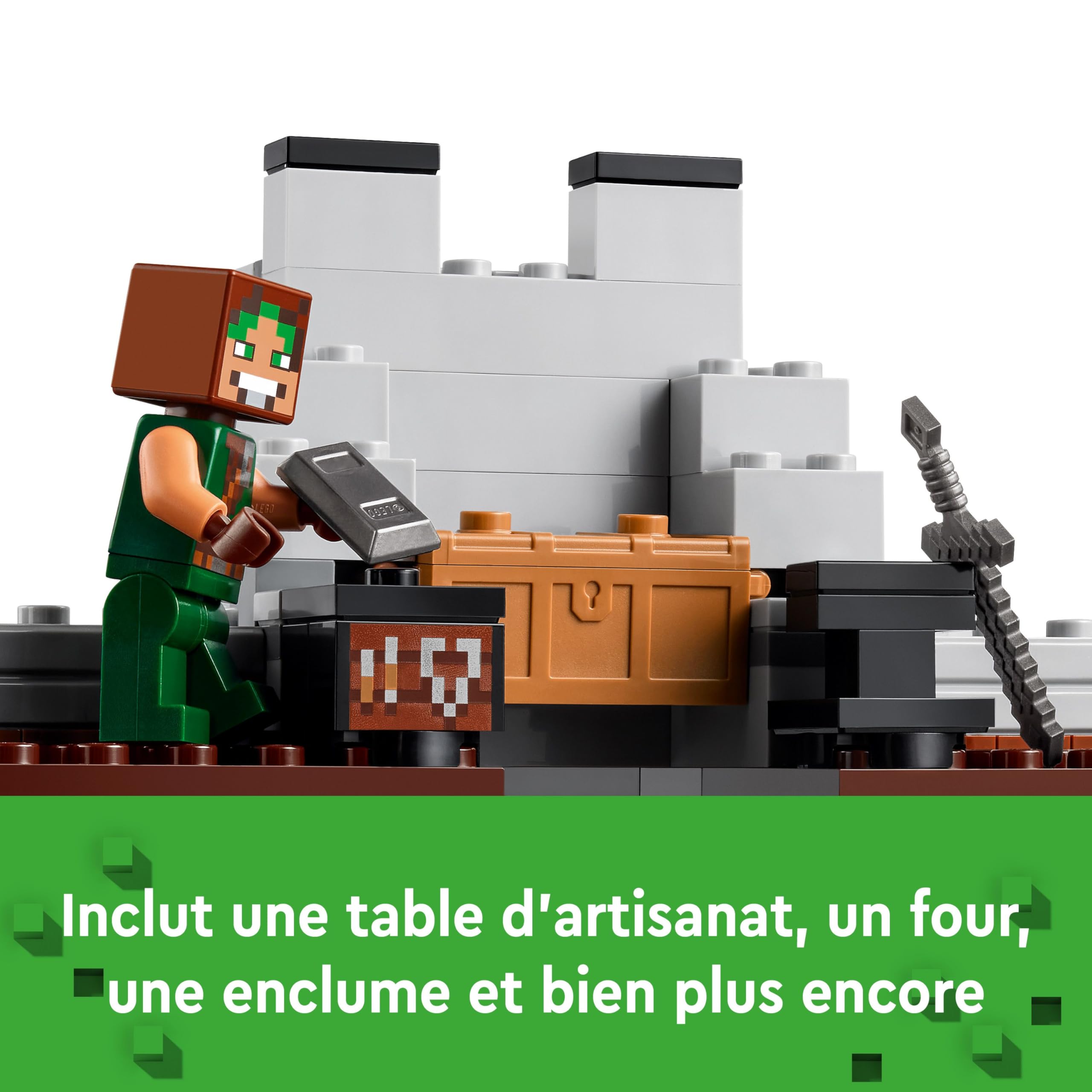 LEGO Minecraft La Forteresse du Loup - Jouet Château avec Personnage, 2 Figurines de Squelettes & 2 Loups - Accessoires Dont Une Table de Fabrication - Cadeau pour Gamer, Garçon ou Fille 8 Ans 21261