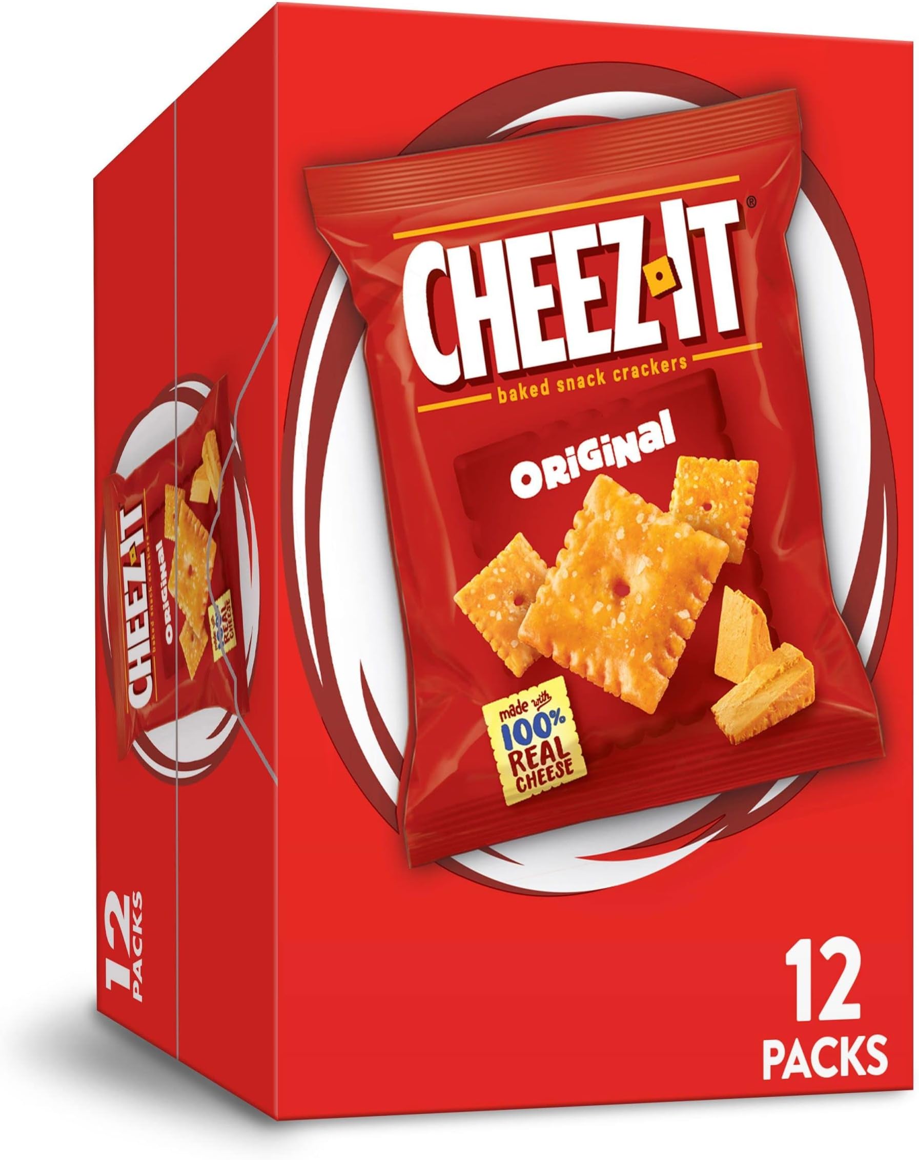 Baked Snack Cheese Crackers, Original, Single Serve, 1 oz Bags (12 Count)