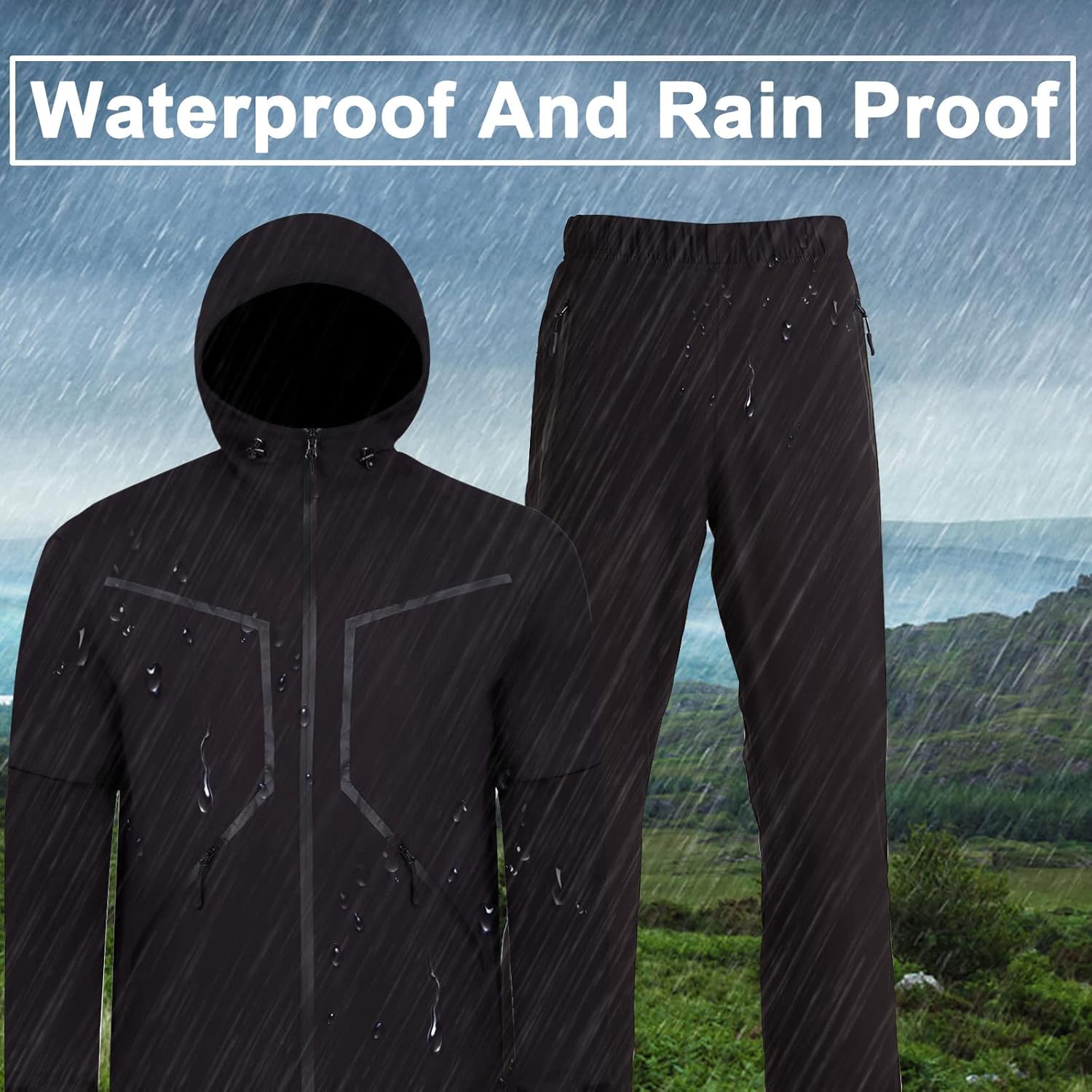 K.E.J. Golf Rain Jacket Waterproof Rain Suits for Men Performance Golf Rain Gear Lightweight Jacket and Pants for All Sports - Image 7