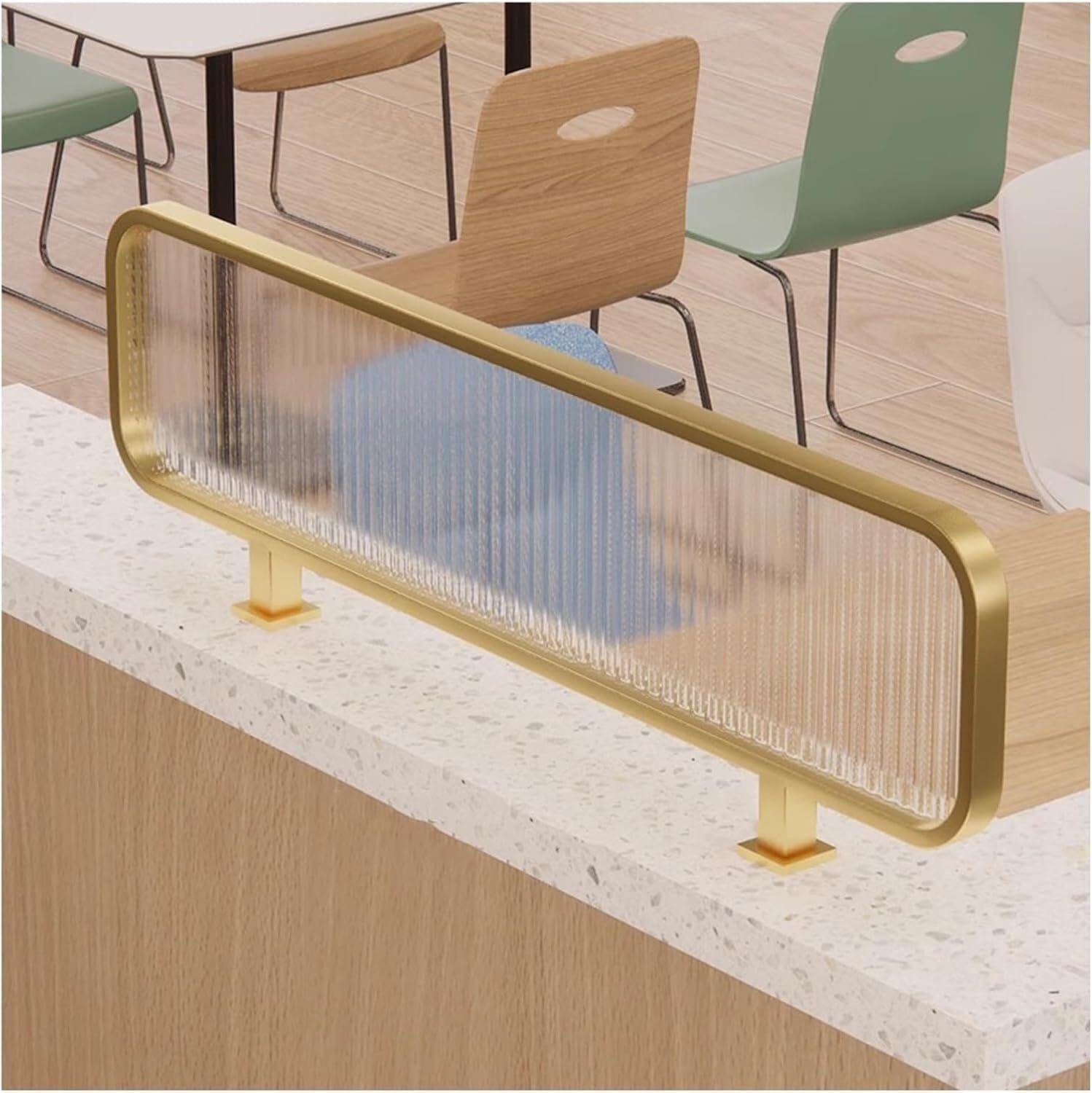 LVSEWOA Glass Partition Divider for Dining Areas Decorative Low Screen for Restaurant Office and Dining Room Striped Glass Design(50x110cm)