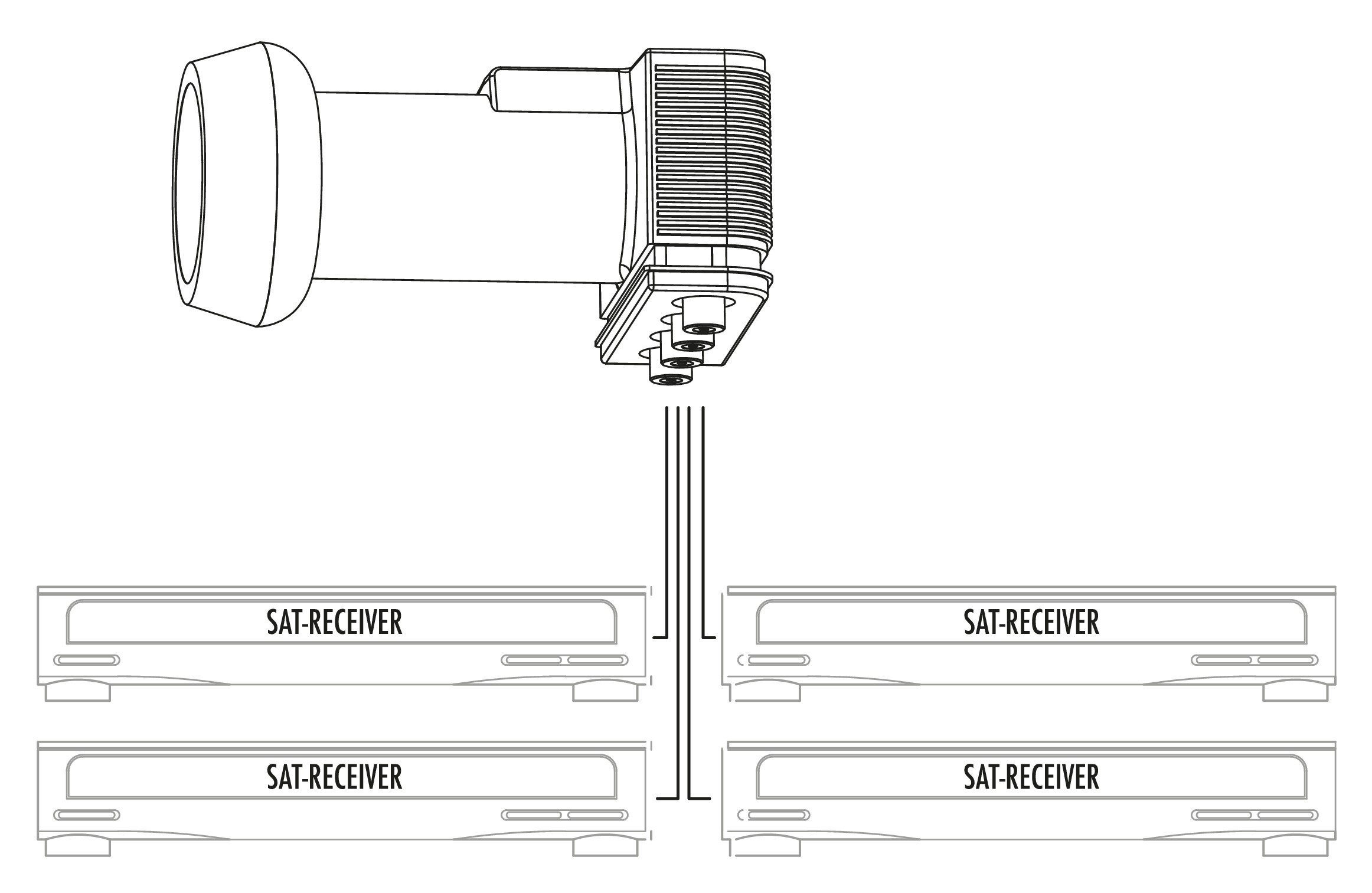 SCHWAIGER 371 Quad LNB Low Noise Blockconverter Sun Protect Tapa LNB Digital Resistente al Calor Accesorios para Antenas parabólicas protección contra la Intemperie contactos Dorados Antracita