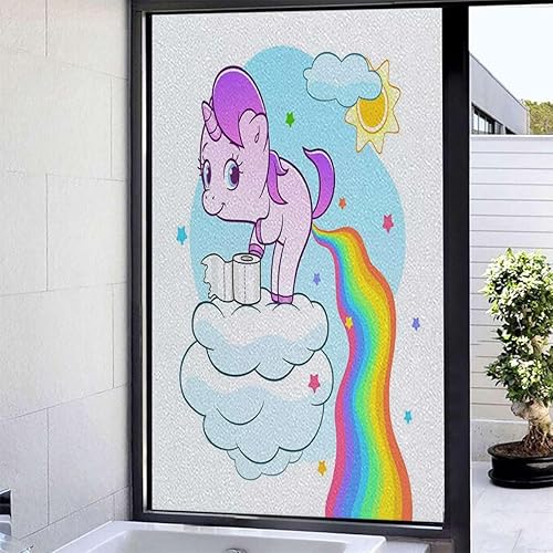Adhesivos no adhesivos para ventana, puertas de vidrio, caricaturas, película de vidrieras estáticas, para cubrir ventanas, anti rayos UV, arco iris