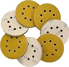 Papel de Lija Amarillo con 8 Agujeros, Papel de Lija con Bucle de Gancho, Grano 60-800, Disco de Lijado de 5 Pulgadas, Herramientas abrasivas, 10 Uds. (Color : 600 Grit)