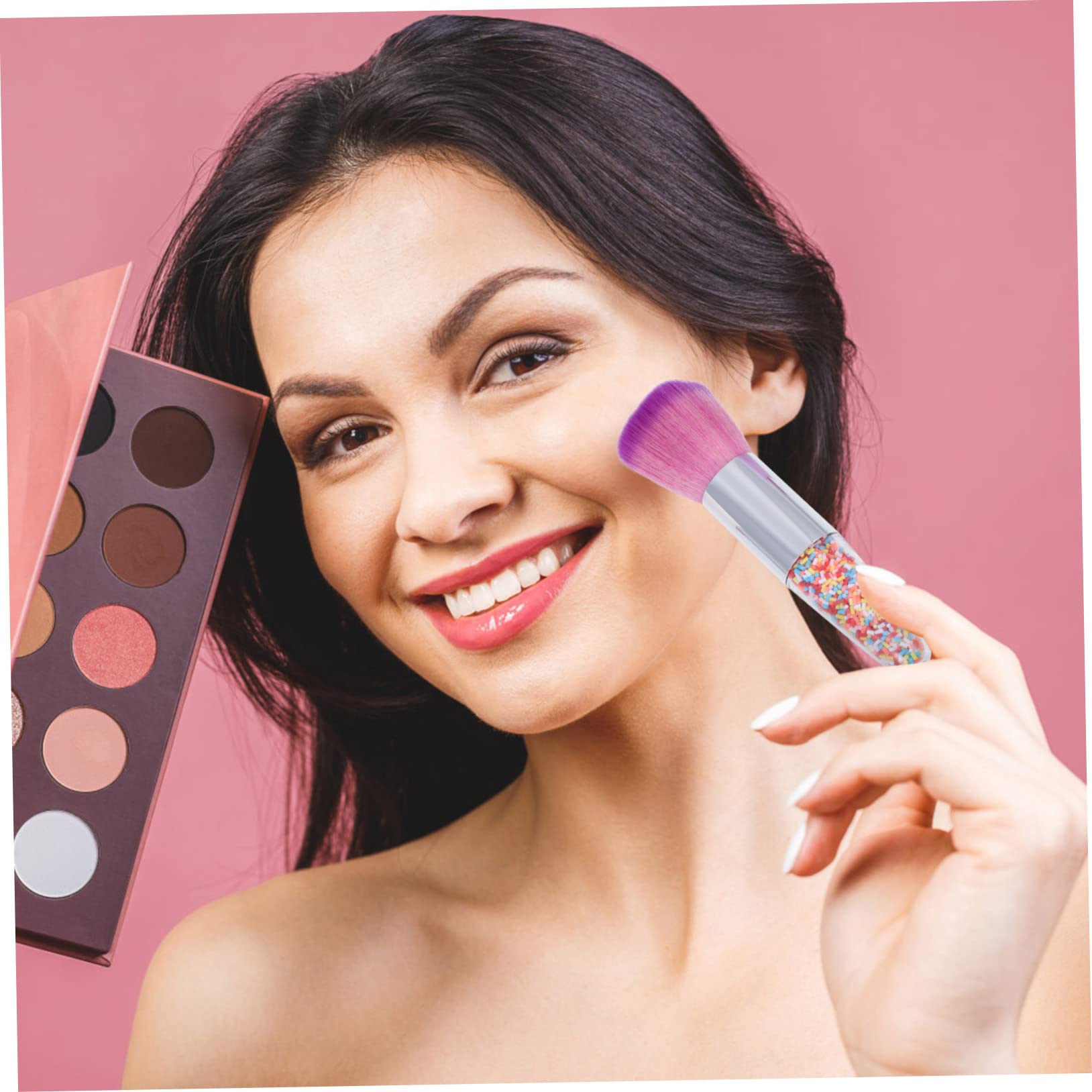 Healeved 9pezzi Pennelli Trucco Manico Corto Pennelli Per Fondotinta e Unghie Strumenti Di Bellezza Per Uso Professionale e Domestico Applicazione Precisa e Morbida Per Look Naturale