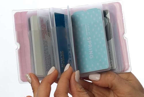 Miniatura 5 de Soporte para tarjetas de crédito para mujeres, soporte para cupones de tarjetas de fidelidad y organizador con 32 ranuras para tarjetas, Rosa