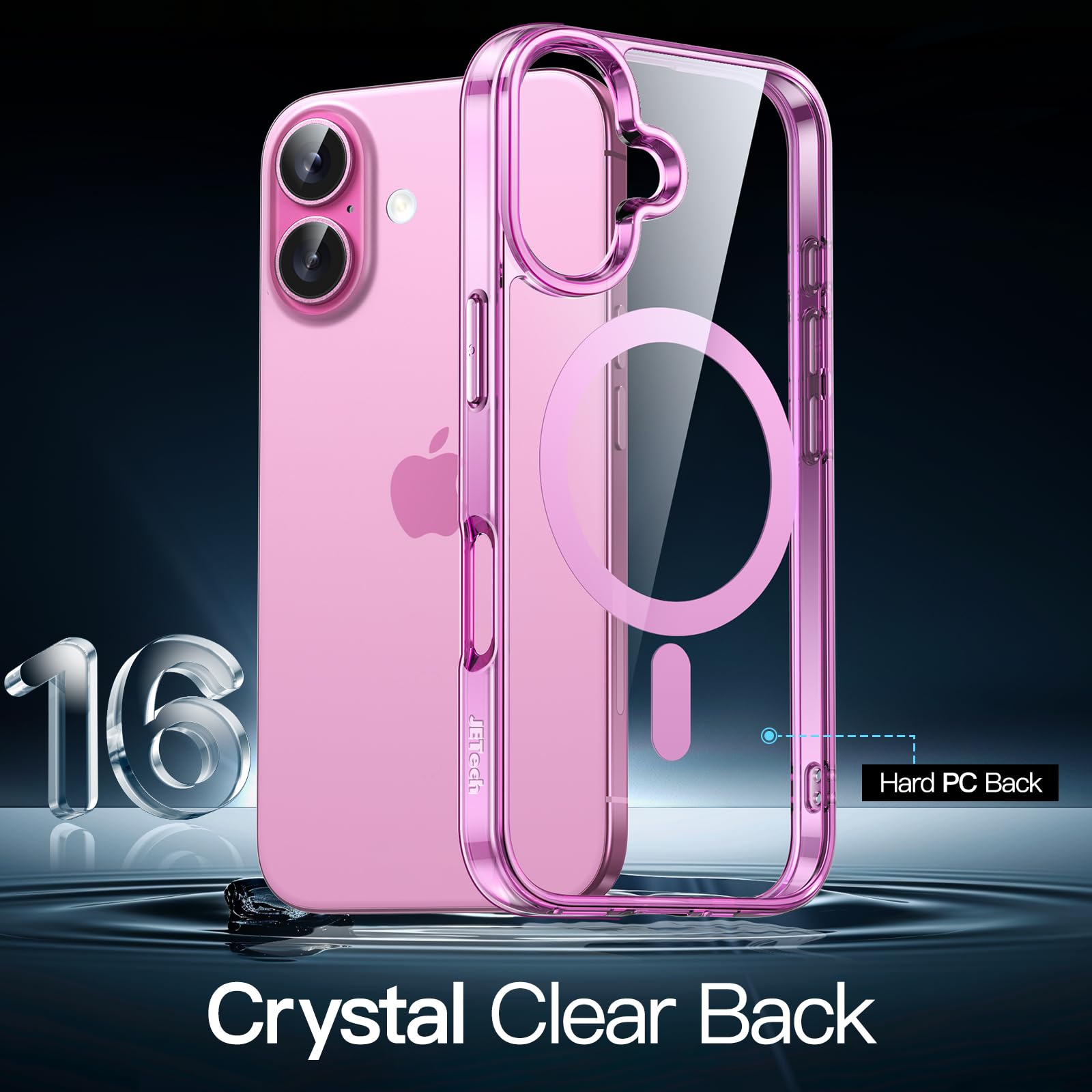 JETech Coque Magnétique IPhone 16 6,1" Compatible MagSafe - Transparent Anti-Choc