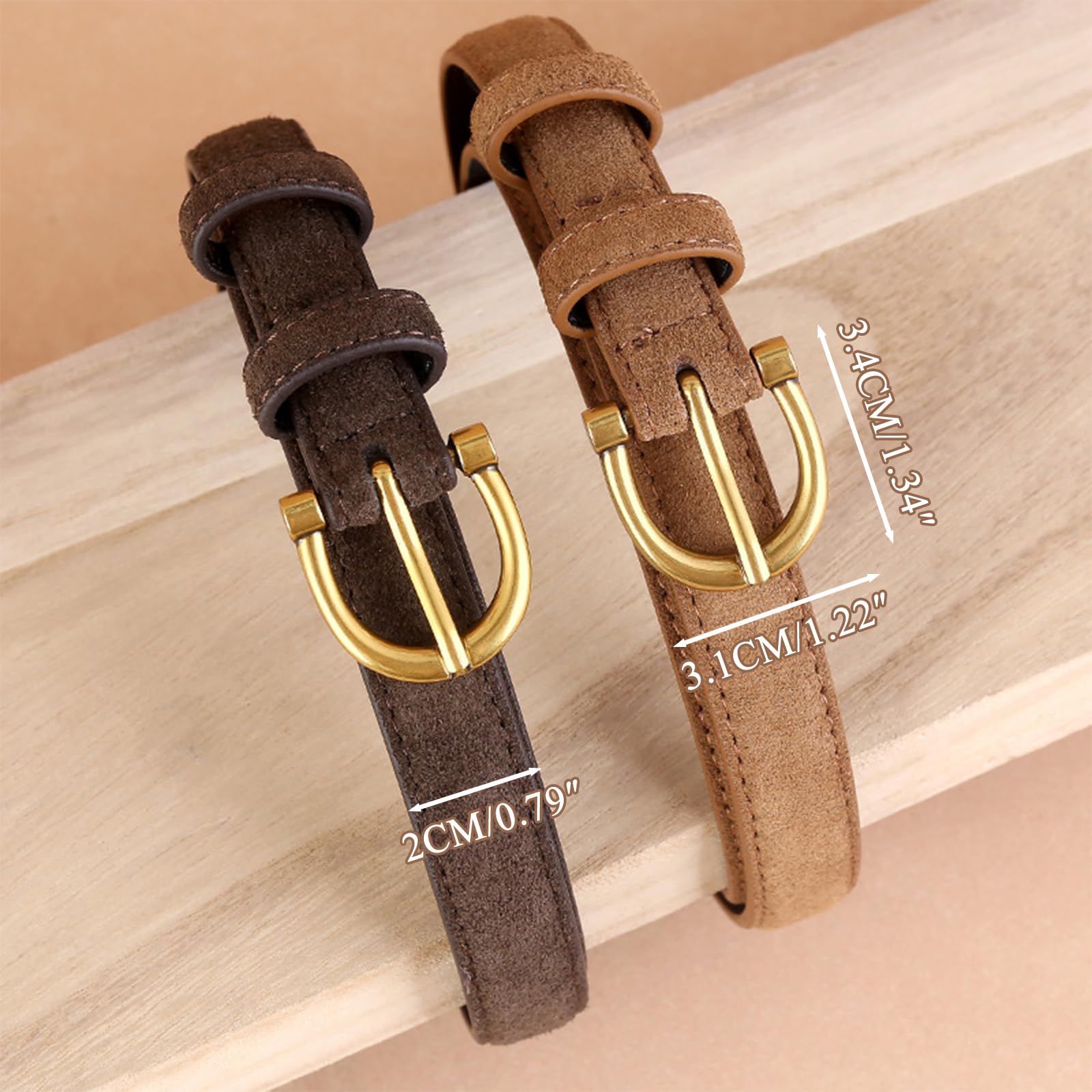 Genuine Suede Leather Skinny Belt Gold Buckle Casual Dress Jeans Women main image 4