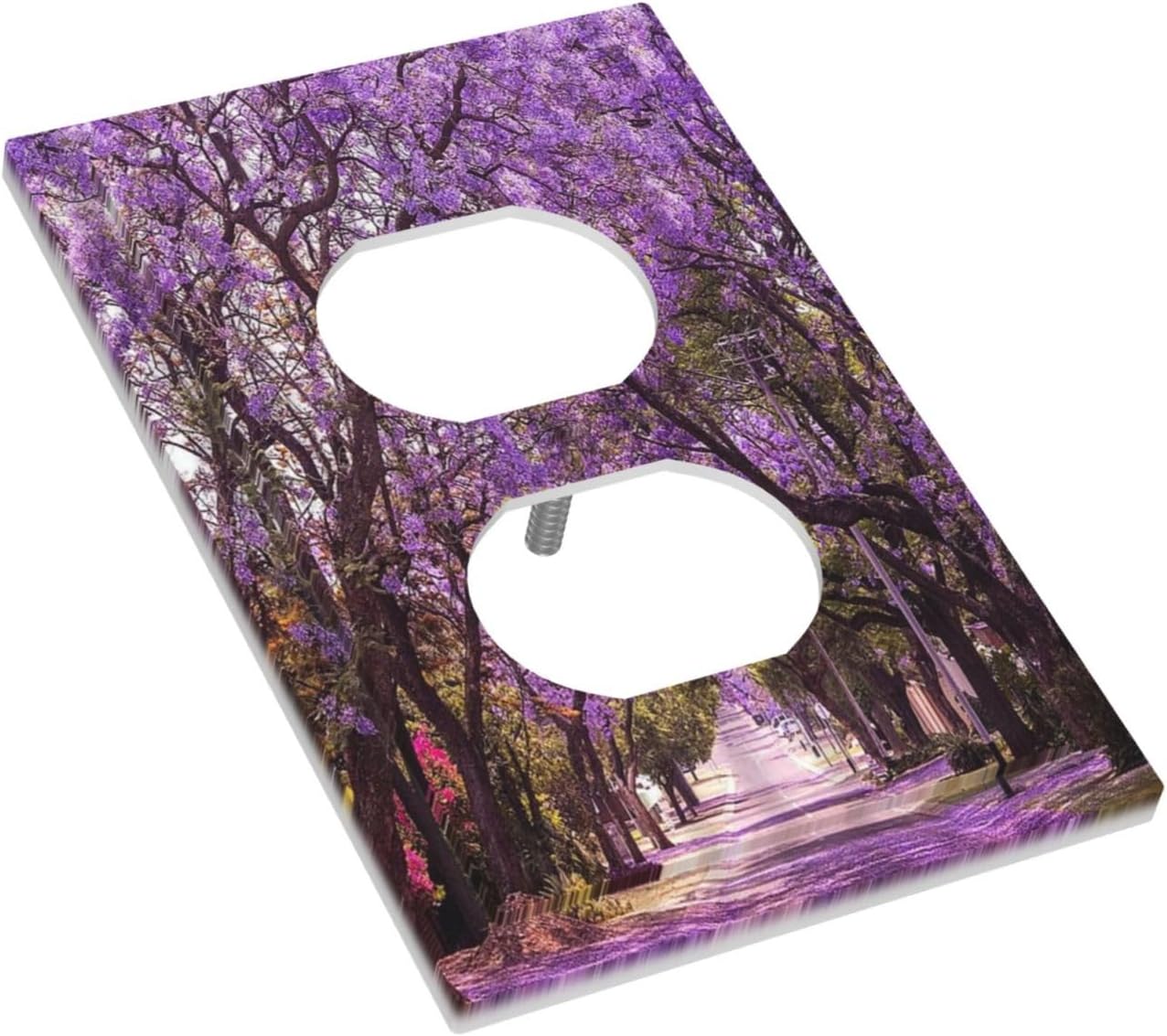 Violet Floral Spring Park Nature 1 Gang Outlet Plate Covers Decorative Single Duplex Wall Plate Purple Flower Electrical Receptacle Light Switch Cover Art Faceplate Switchplate for Home Decor image 3