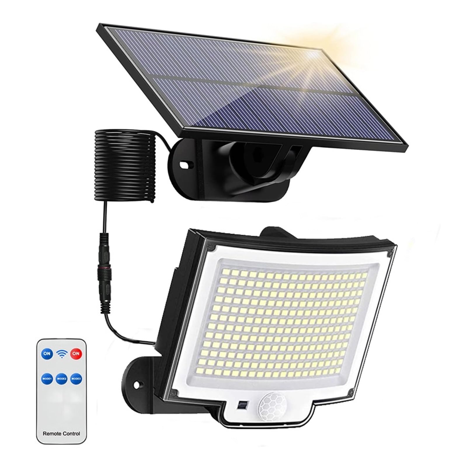 106/200/228 Lampa Solarna LED Zewnętrzne Światło Bezpieczeństwa LED Czujnik Ruchu Wodoodporny Oddzielony Panel Słoneczny Światło Słoneczne Ogrodowa Lampa Garażowa Super Jasny(228LED-1PC)