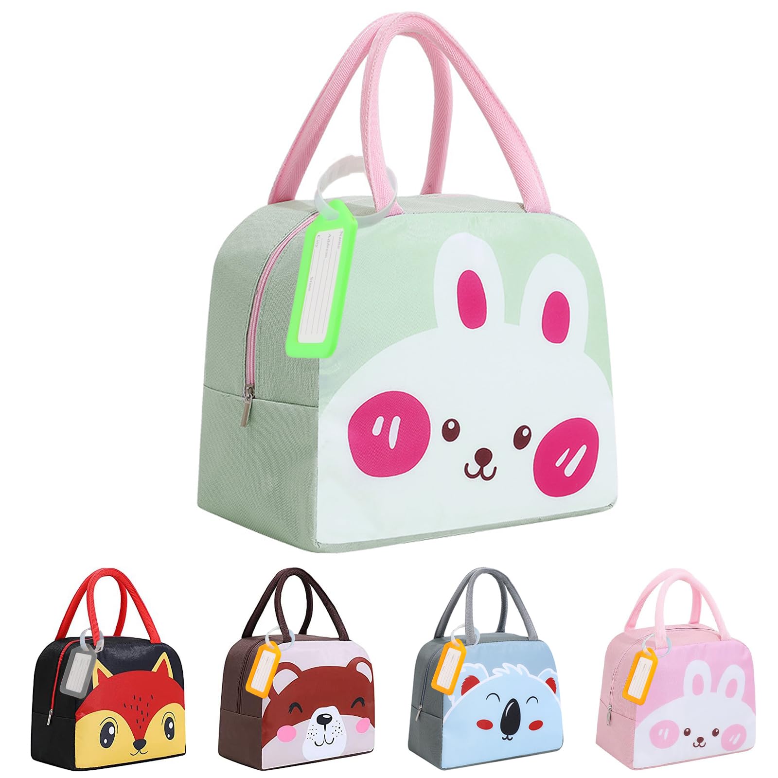 XIMEY Nevera Niños, 5L Bolsa Nevera Pequeña, Bolsa Almuerzo Niño, Bolsa Isotermica Infantil, Bolsa Termica Porta Alimentos Infantil, Lonchera Termica Infantil, Nevera Comida Bebe (Conejo Gris)