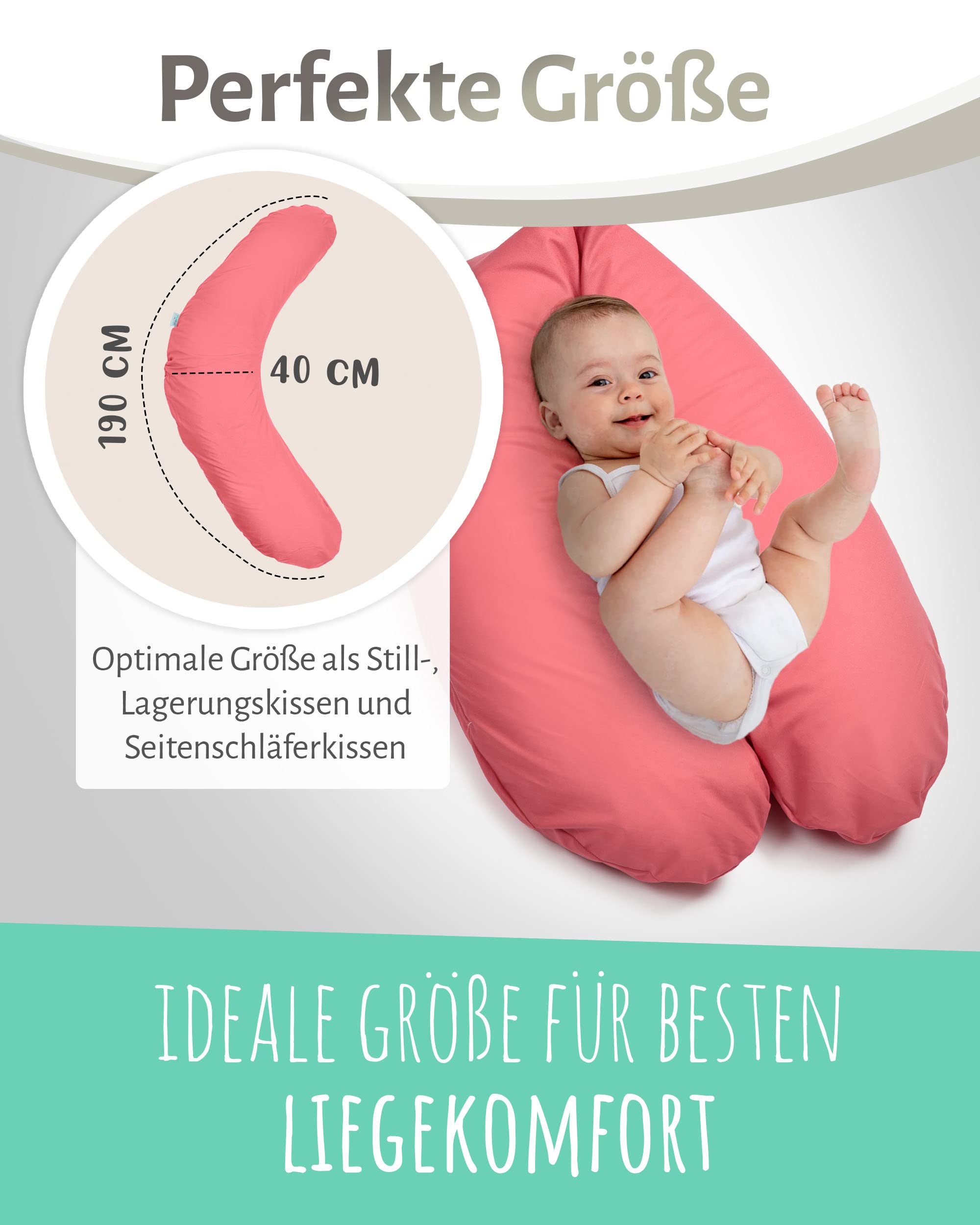 Pic Bear Cuscino Per Allattamento Classico 190 Cm – Jersey Di Cotone, Imbottitura In Microperle, Fatto In Germania