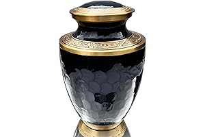 Cremation Urn - Brass Black Urn MidnightSerenity for Funeral and Ashes
