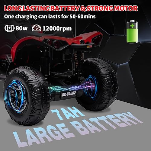 Miniatura 2 de GAOMON Vehículo ATV para niños de 4 ruedas, 12 V, con licencia BRP Can-am Quad vehículos eléctricos con control remoto, luces LED, suspensión de