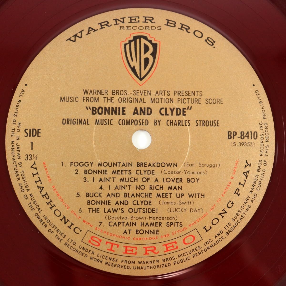 俺たちに明日はないオリジナル・サウンド・トラック赤盤ペラジャケLP